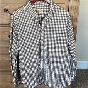 Checkered gray and white button down shirt